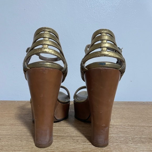 Y2K Vintage MARNI Gold CHUNKY Heels Size 5.5 - Picture 5 of 8